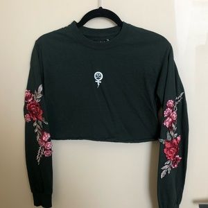 Civil Floral Rose Crop Long Sleeve Embroidered